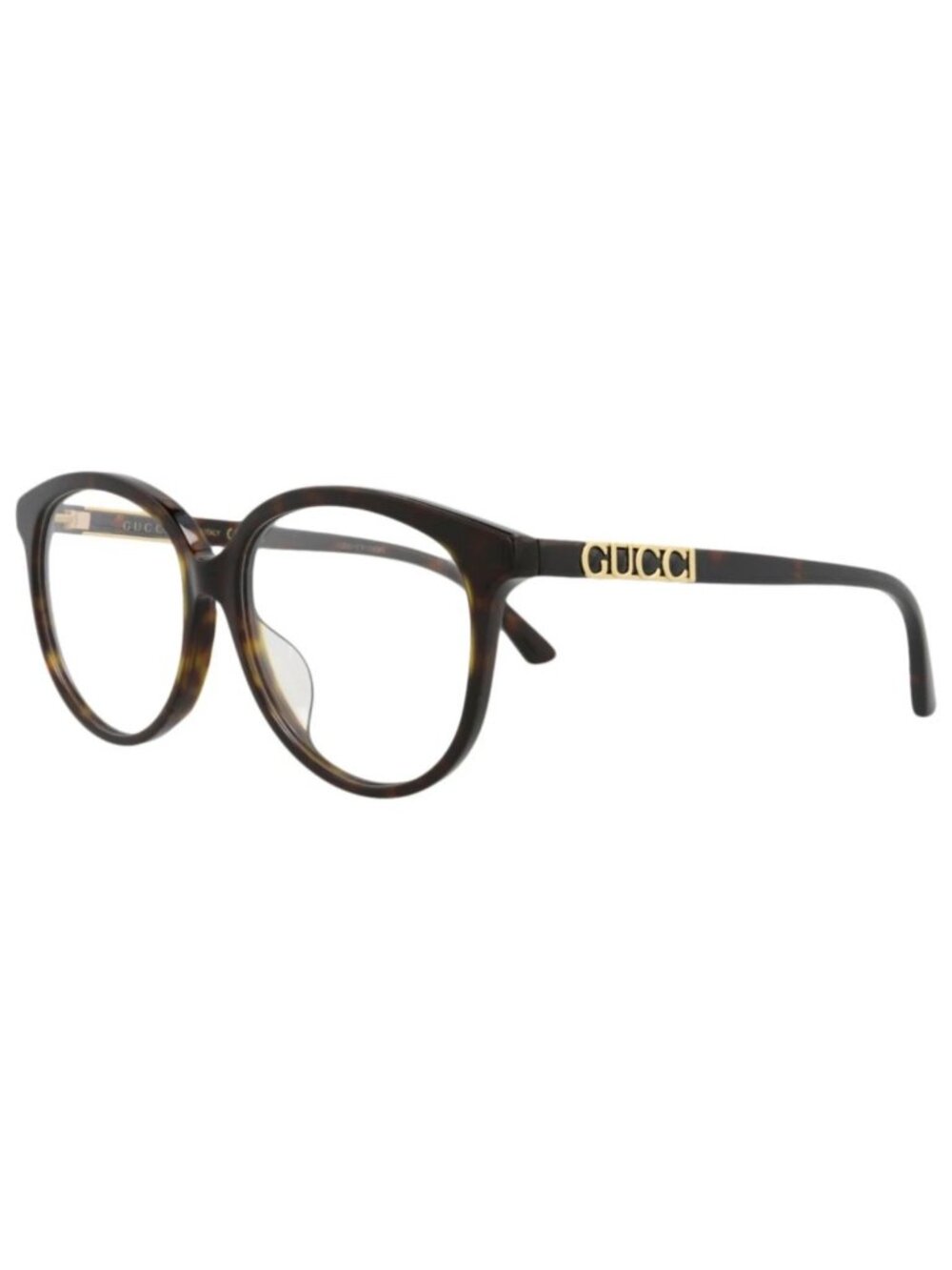 New Gucci Women's Eyeglasses Round Oval Acetate Frame Havana Havana Transparent